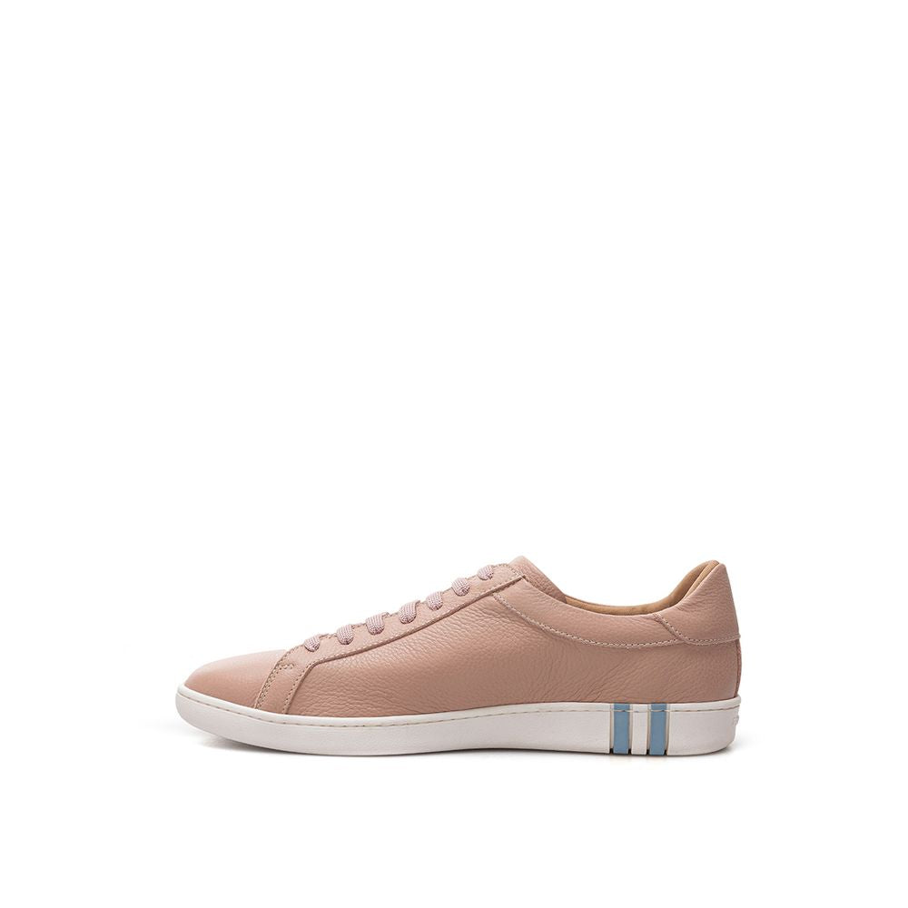Pink Leather Low Top Sneakers