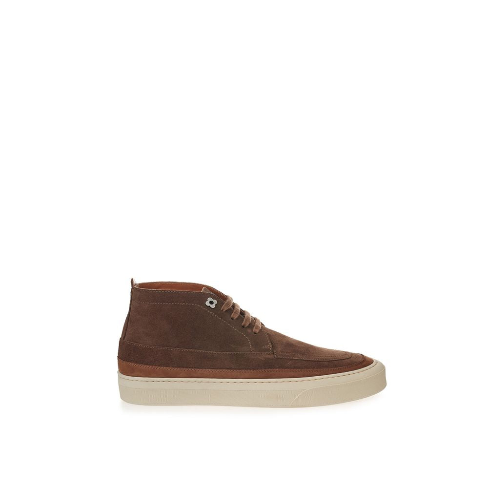 Brown Suede Leather Athletic Sneakers