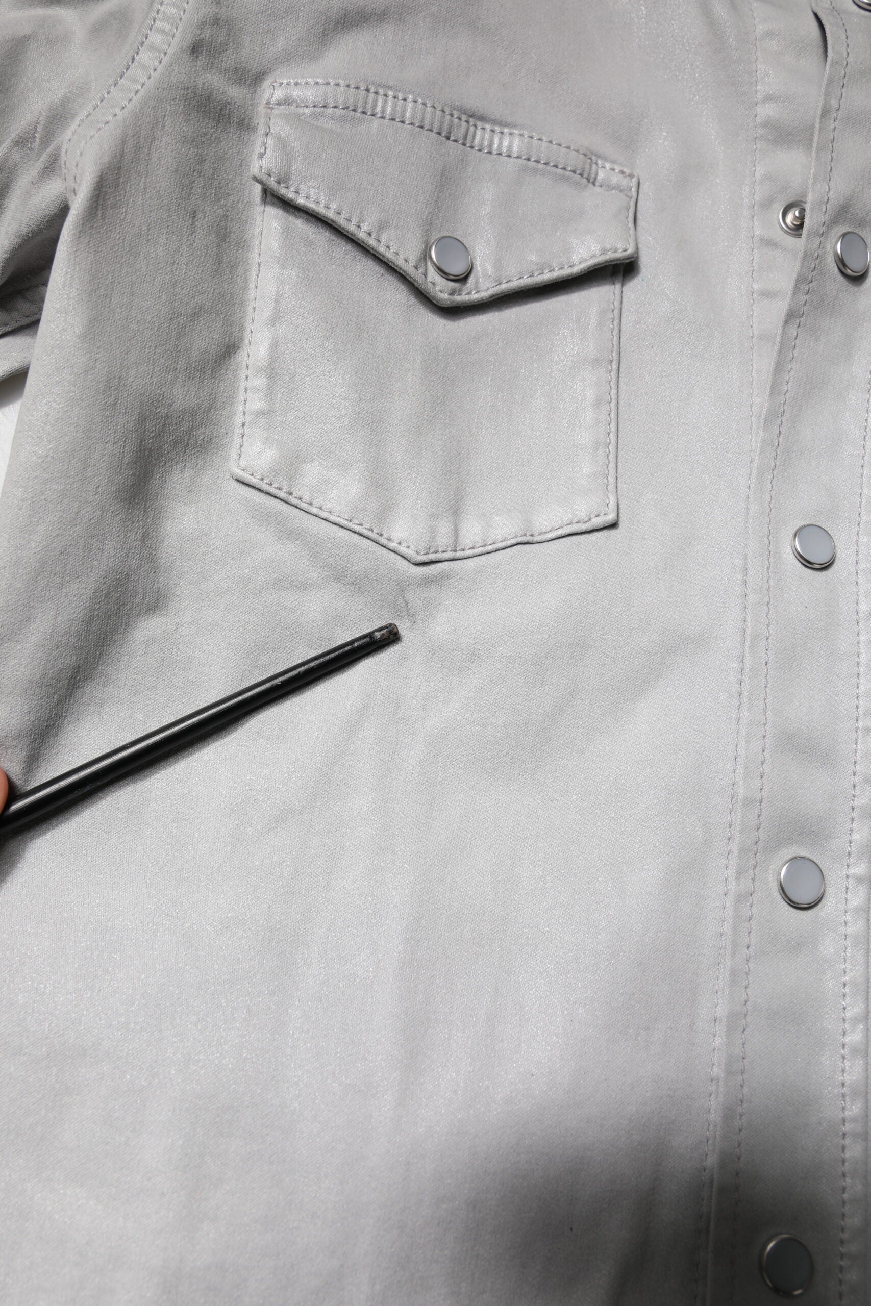Dolce & Gabbana Metallic Gray Cotton Button Down Shirt