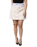 Off White Faux Fur High Waisted Mini Skirt