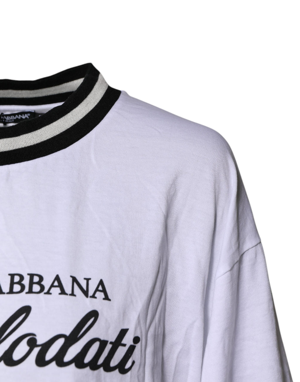 White Cotton DG Fashion Crew Neck Tee T-shirt