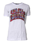 White Cotton Logo Print Round Neck T-shirt