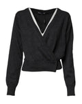 Grey Cashmere Deep V-neck Pullover Sweater