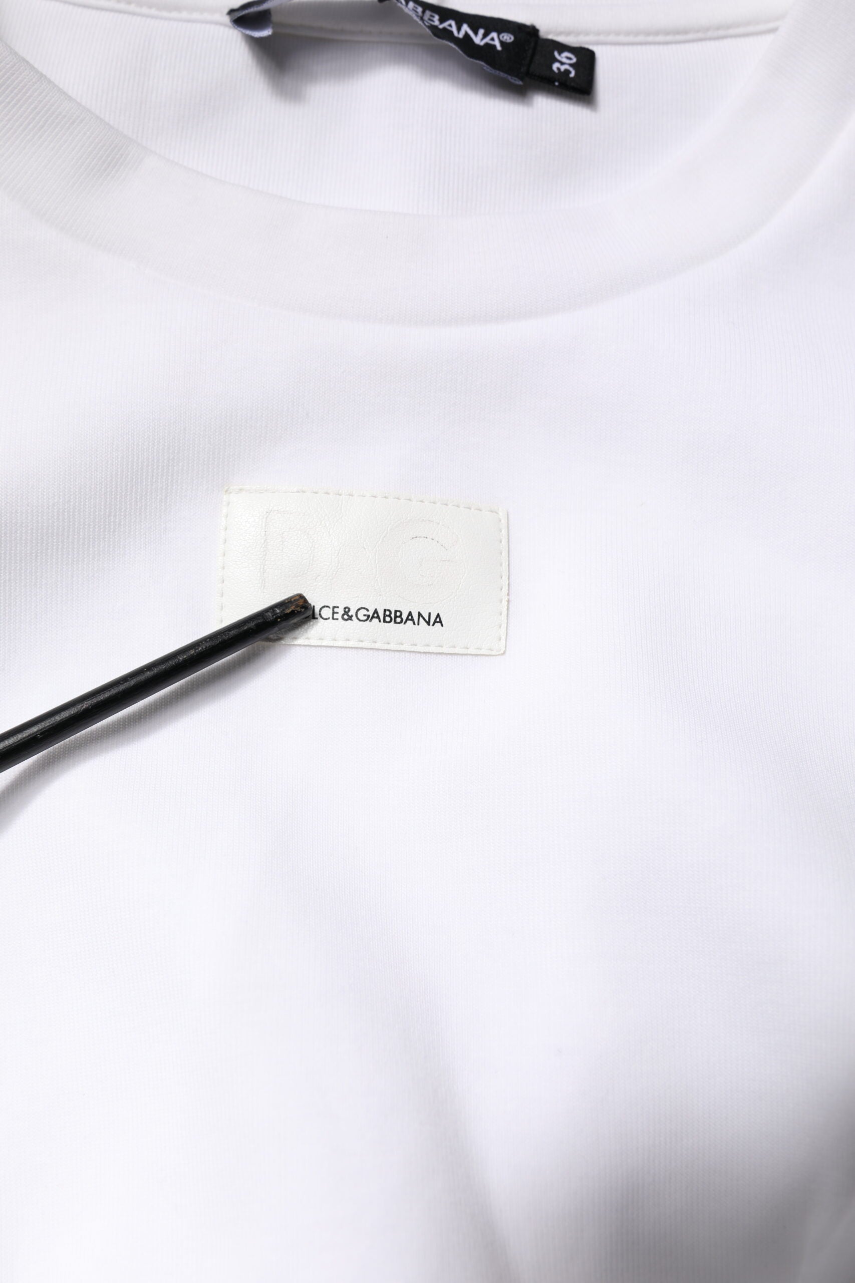 White Cotton Blend 3/4 Sleeves Blouse Top
