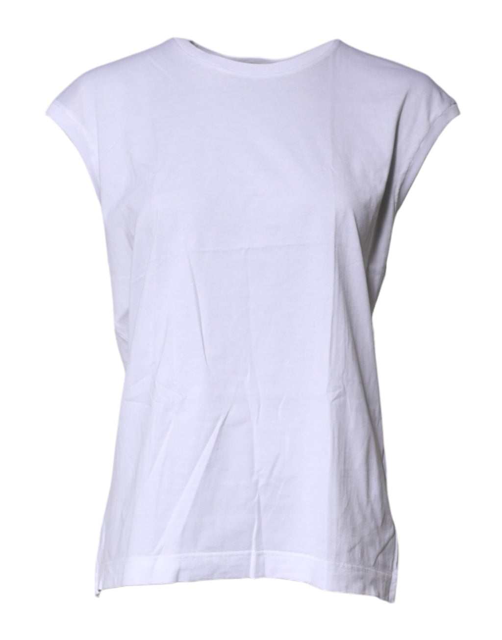 White Cotton Sleeveless Round Neck Tank Top