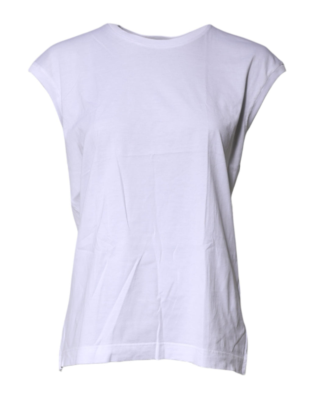 Dolce & Gabbana White Cotton Sleeveless Round Neck Tank Top