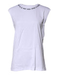 White Cotton Sleeveless Printed Tank T-shirt