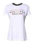 White Printed Round Neck Top Cotton T-shirt