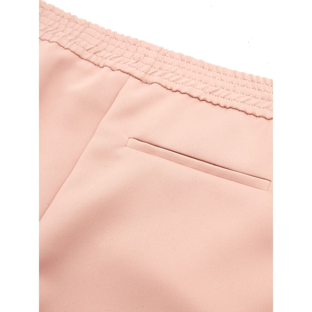 Pink Polyester Casual Pants