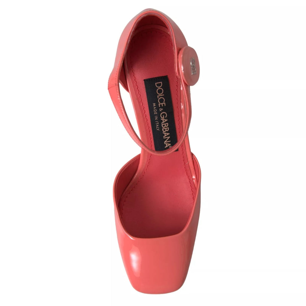 Peach Leather Ankle Strap Heels Sandals Shoes