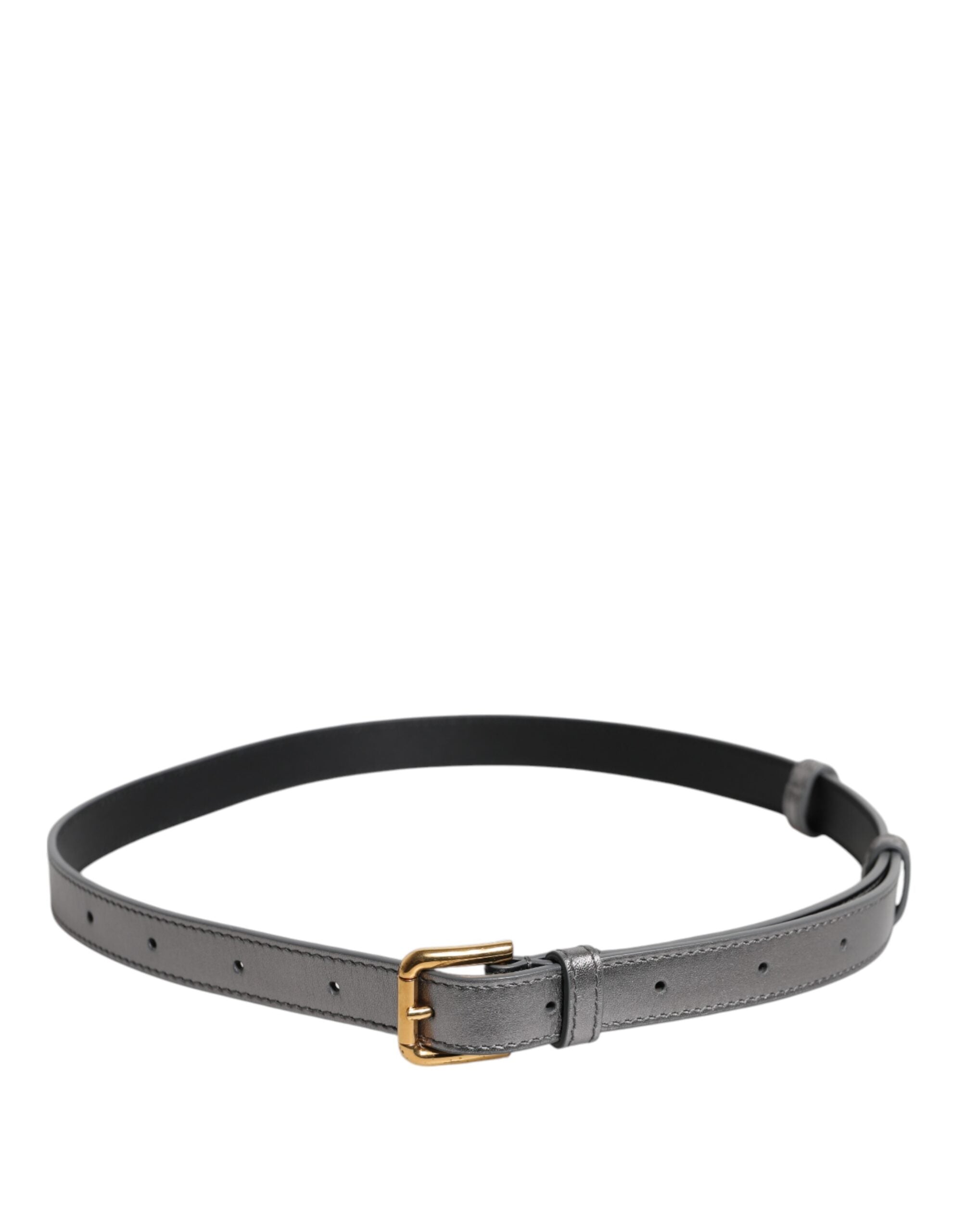 Silver Logo Engraved Metal Waist Buckle Belt