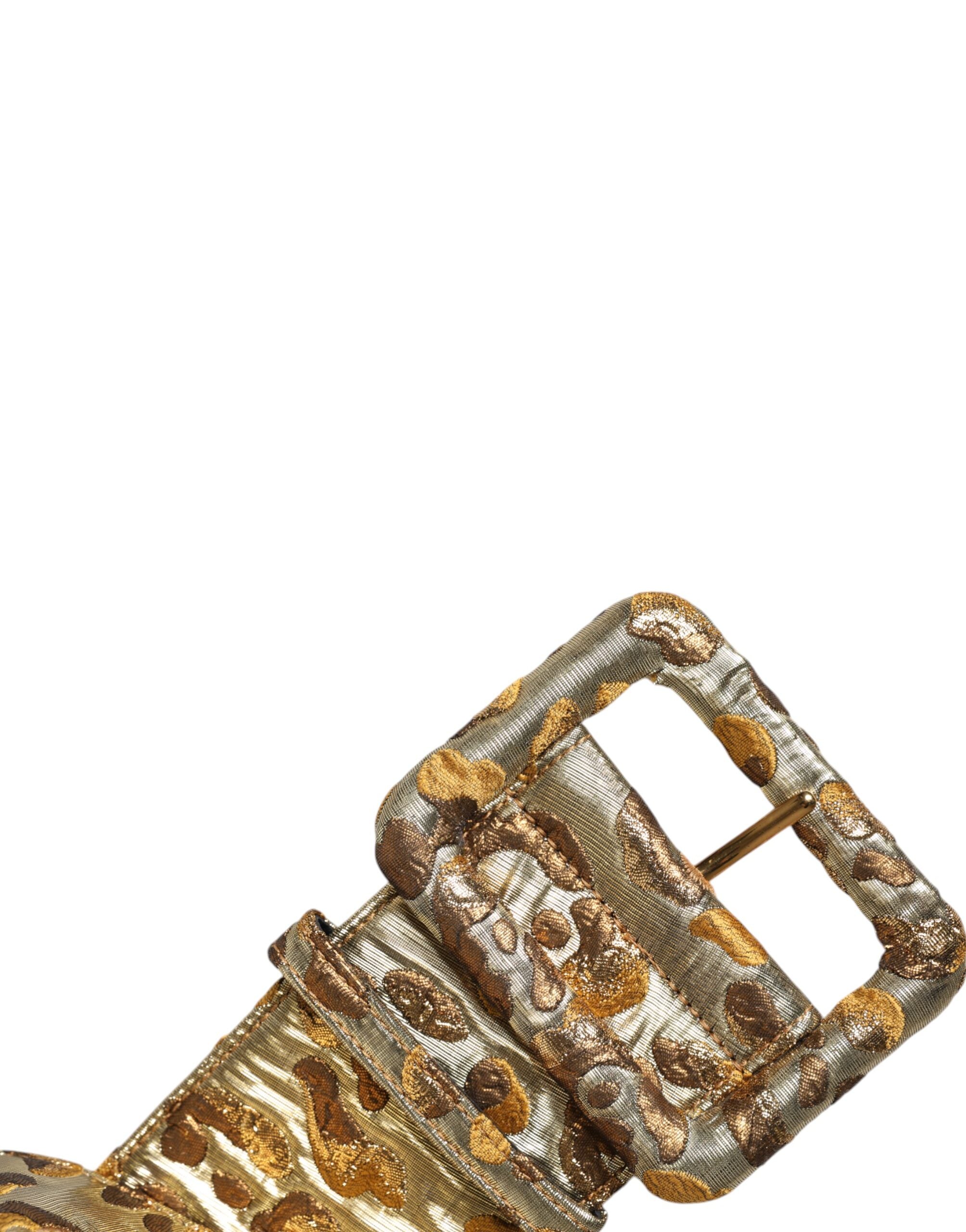 Gold Spotted Jacquard Fabric Wide Waist Belt