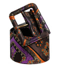 Dolce & Gabbana Multicolor Floral Jacquard Lurex Wide Waist Buckle Belt
