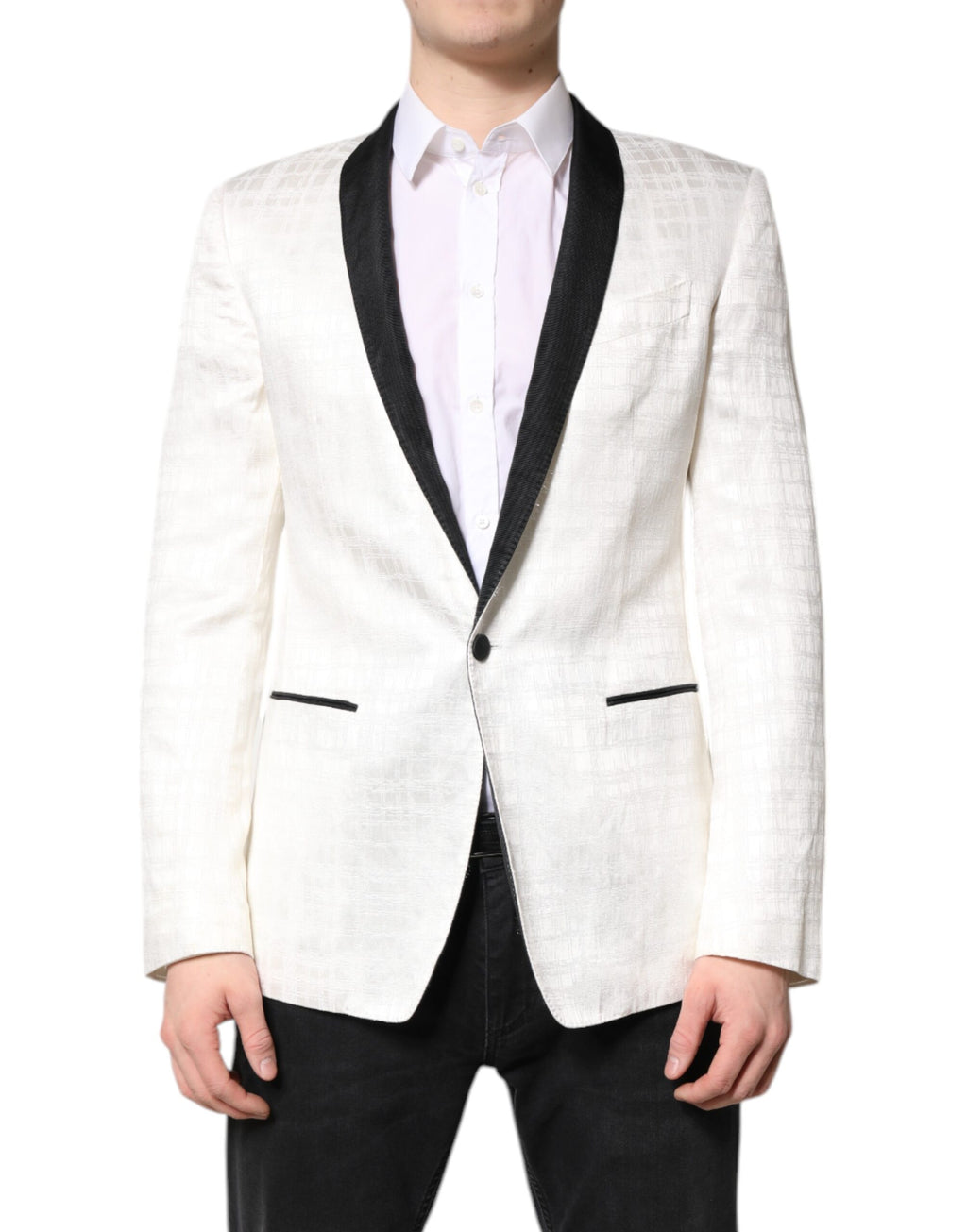 White Black Single Breasted Coat Blazer Suit
