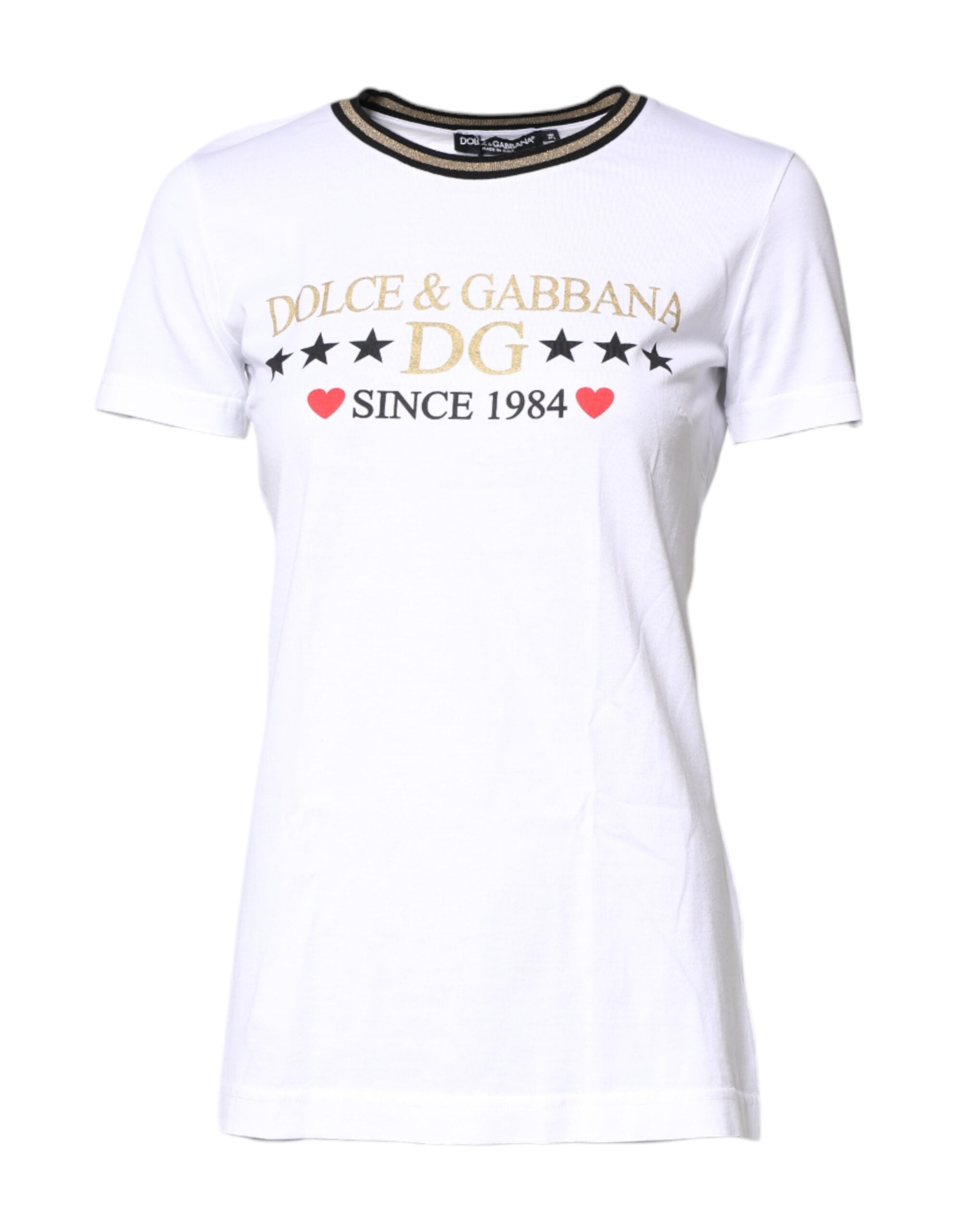 White Graphic Print Cotton Crew Neck T-shirt