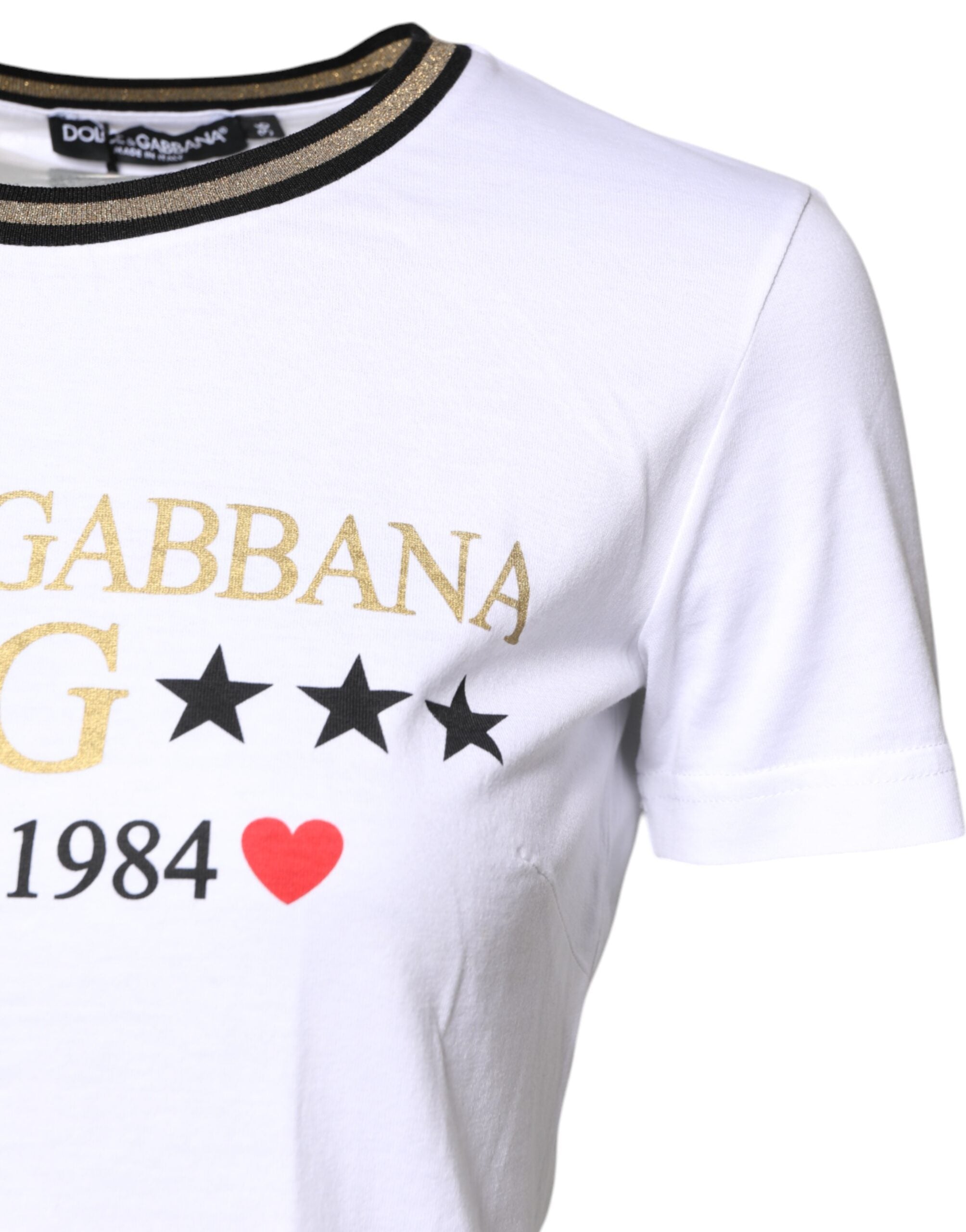 White Graphic Print Cotton Crew Neck T-shirt
