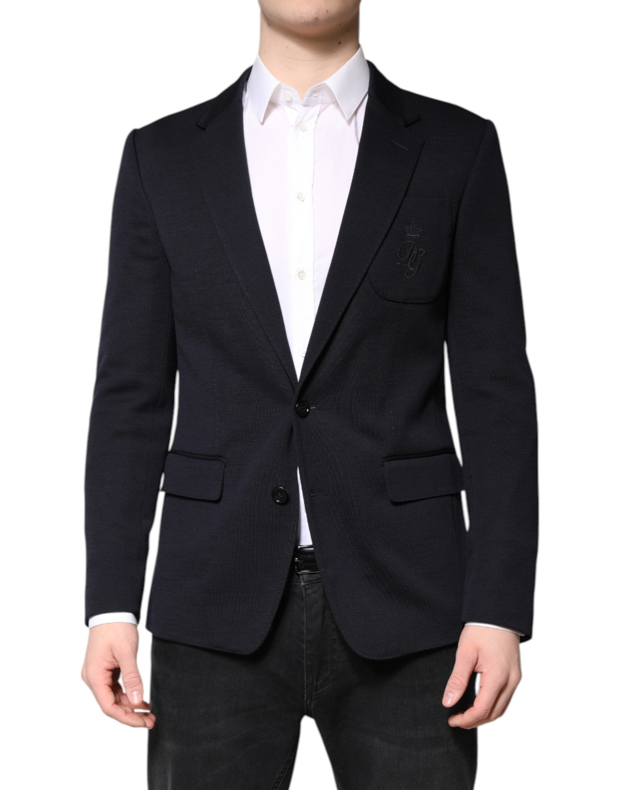 Dark Blue Wool Single Breasted Coat Suit Blazer