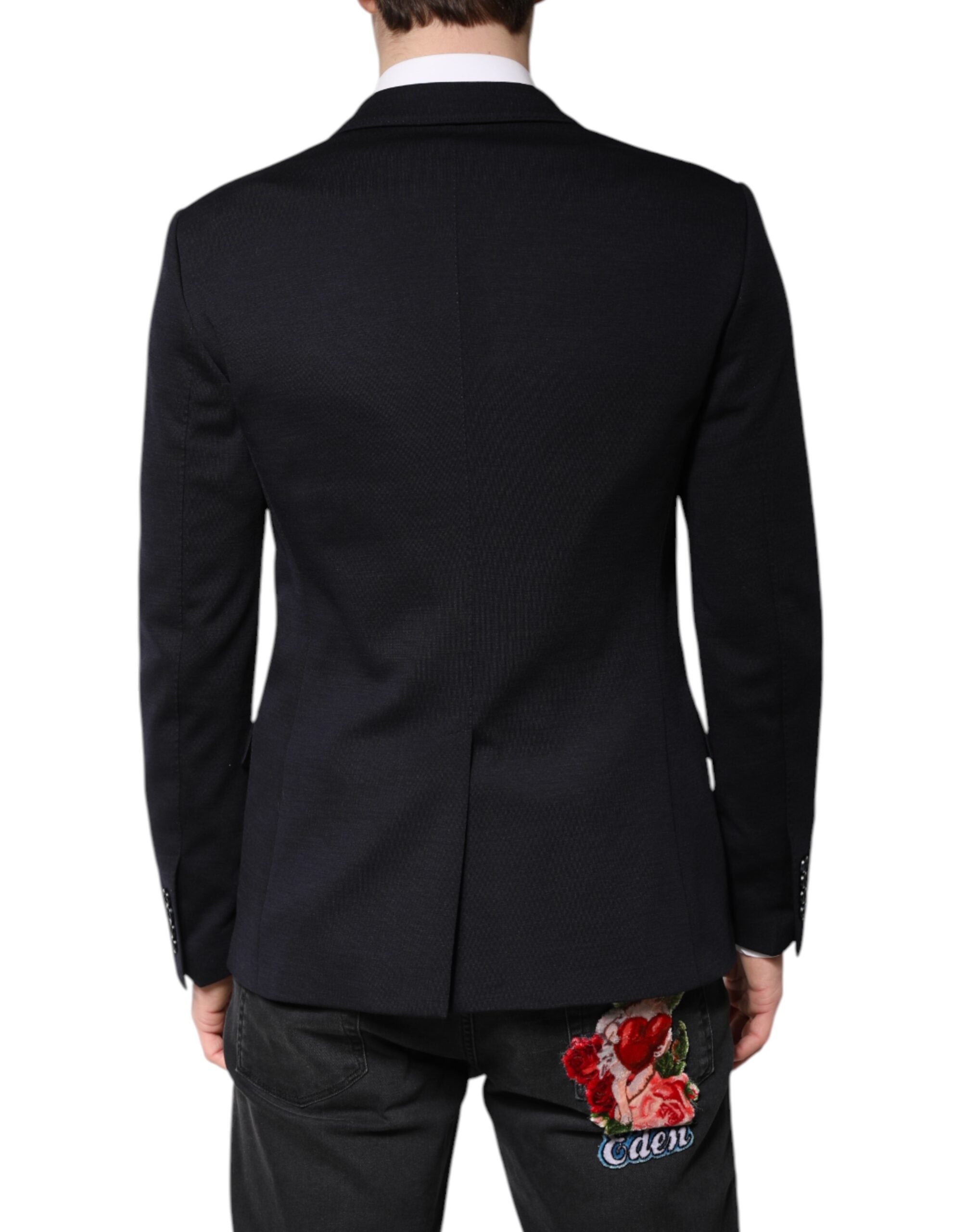 Dark Blue Wool Single Breasted Coat Suit Blazer