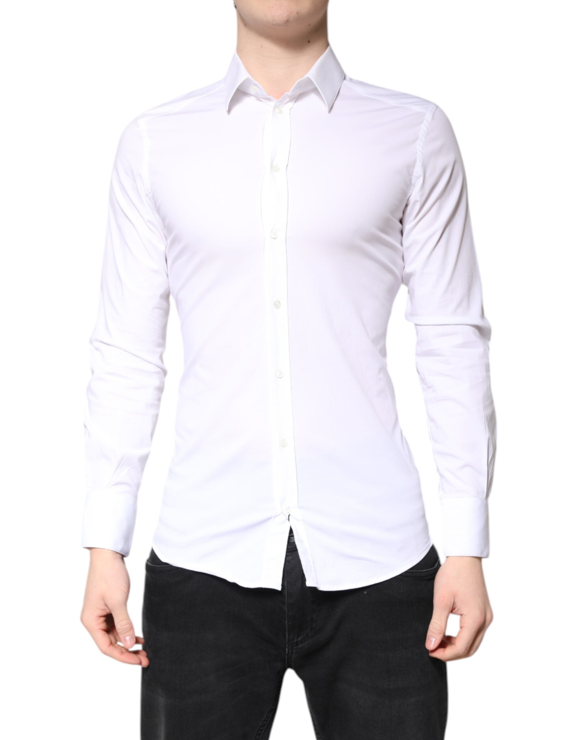 White Cotton GOLD Dress Formal Collared Shirt