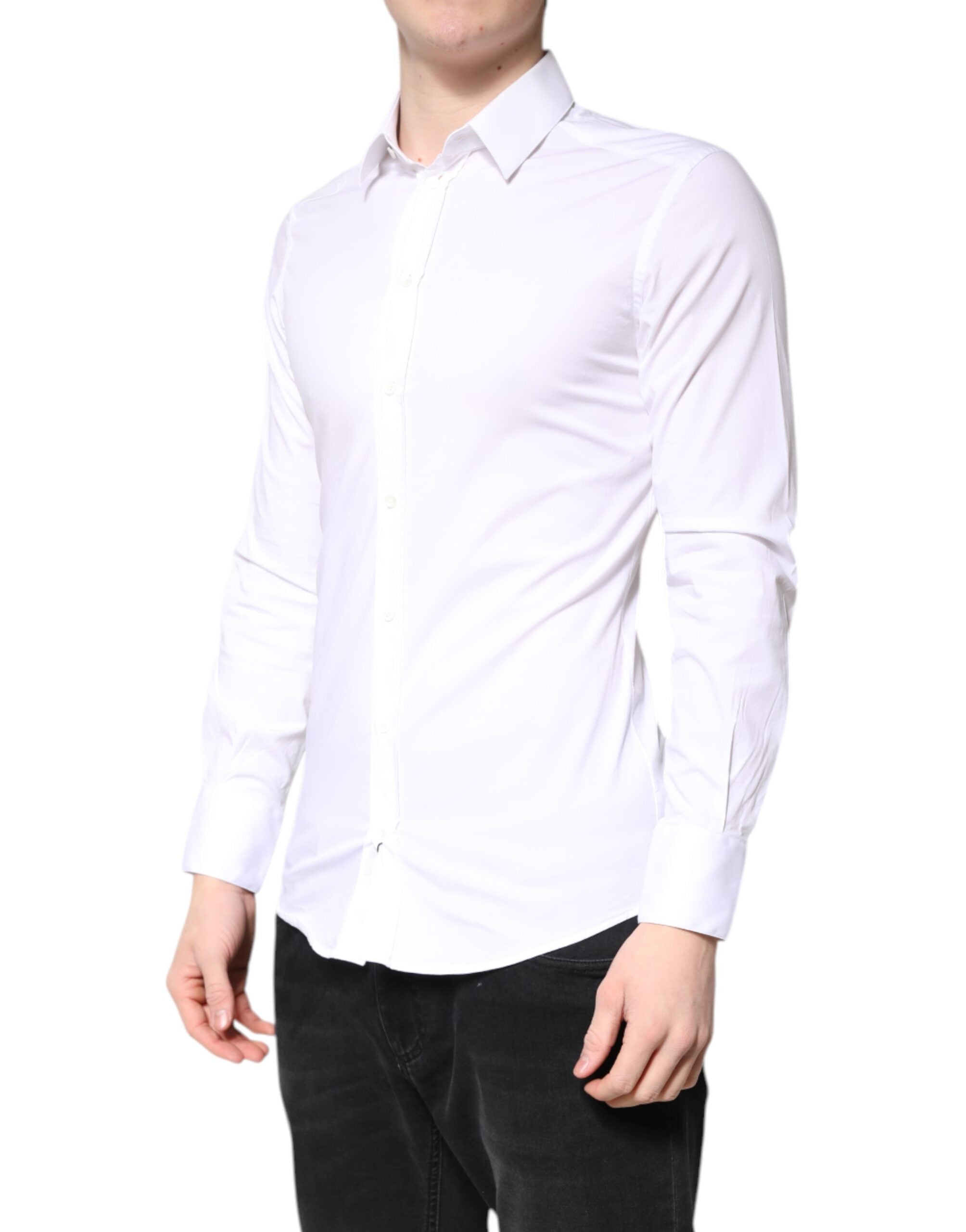 White Cotton GOLD Dress Formal Collared Shirt