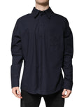 Dark Blue Cotton Long Sleeve Shirt
