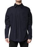 Dolce & Gabbana Dark Blue Cotton Long Sleeve Shirt