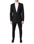 Black Wool Single Breasted 2 Piece Suit