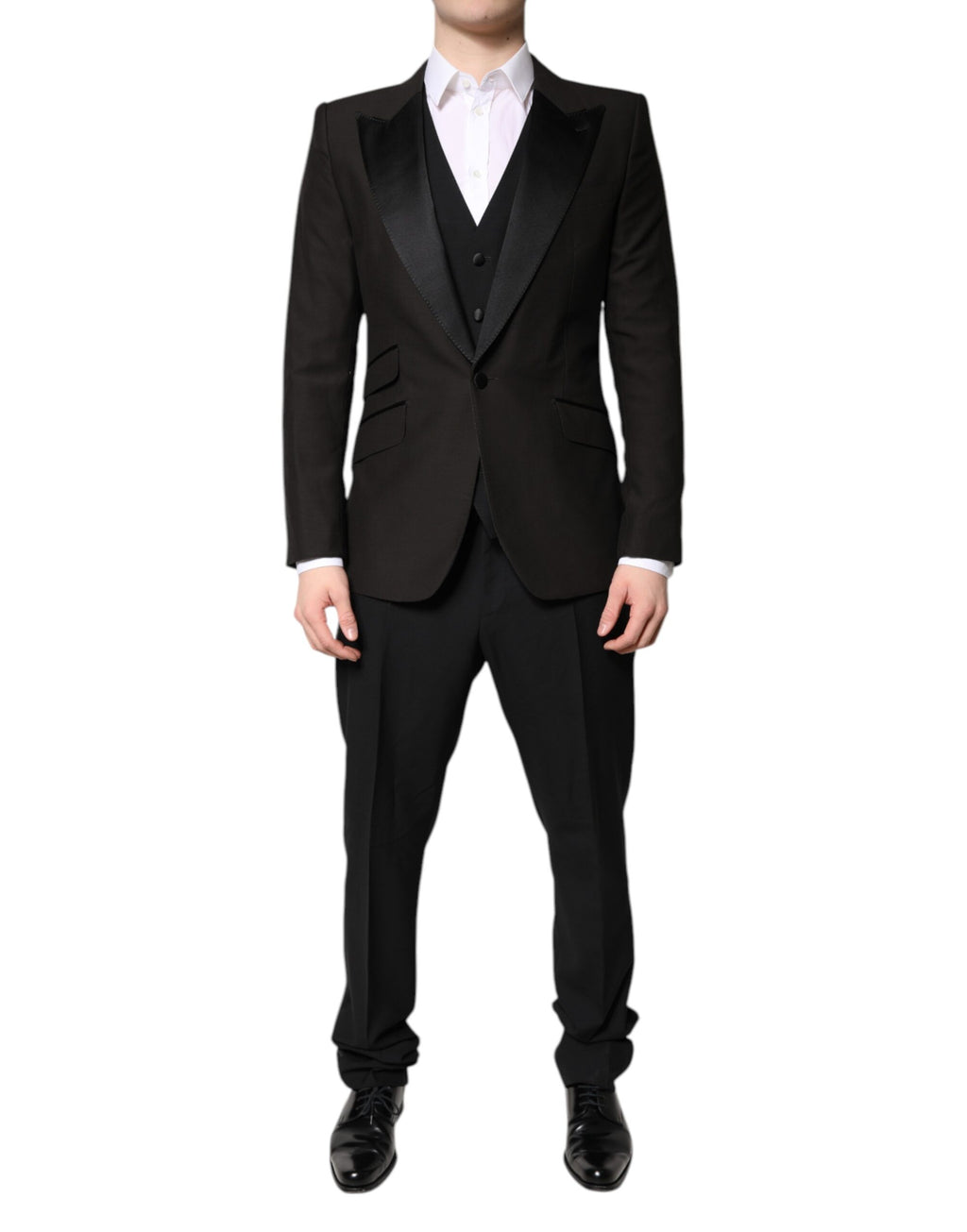 Dark Gray Single Breasted Formal 3 Piece Suit
