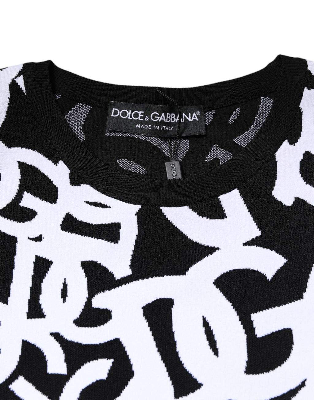 Black White Logo Print Women Pullover Sweater