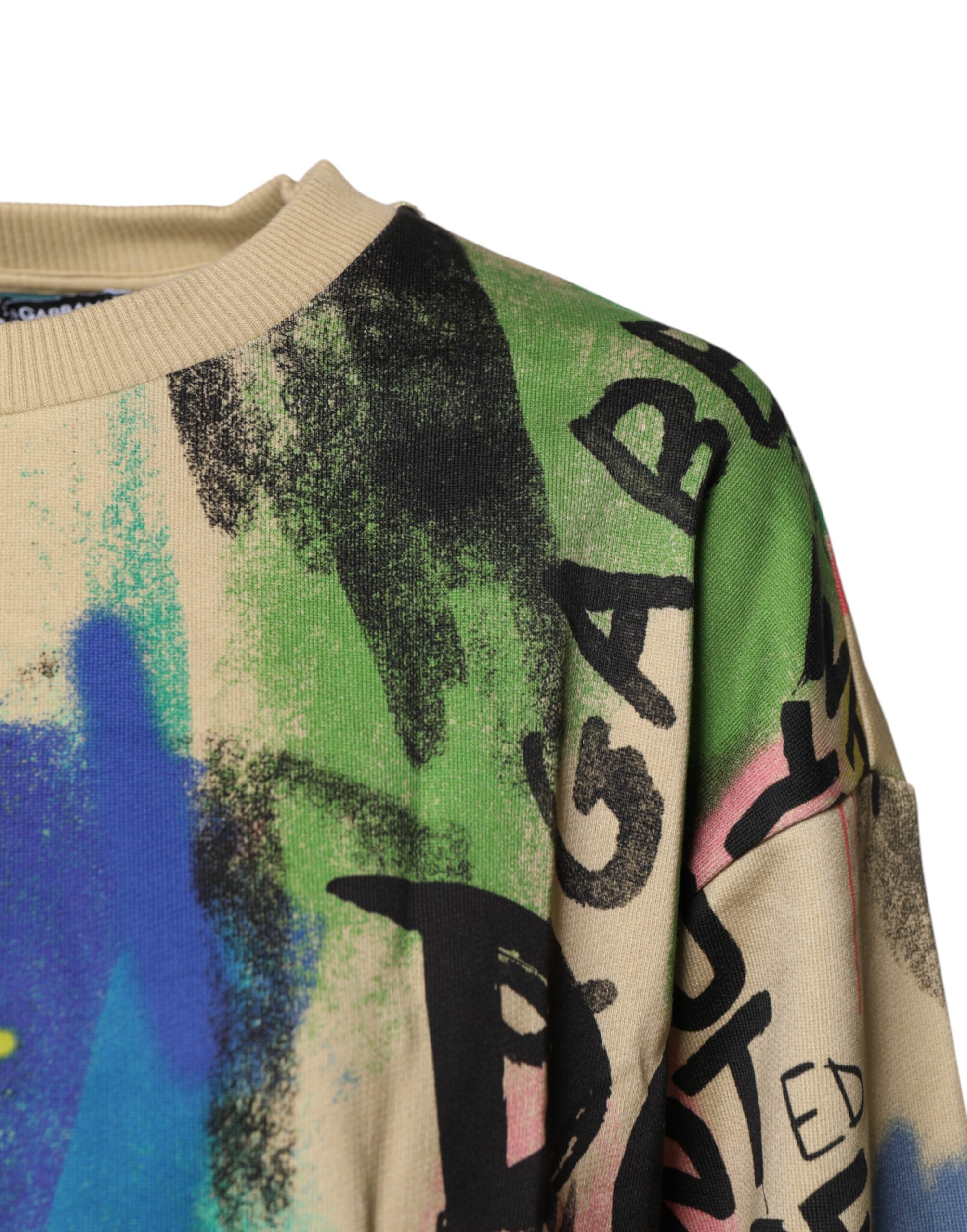 Multicolor Print Cotton Pullover Sweater