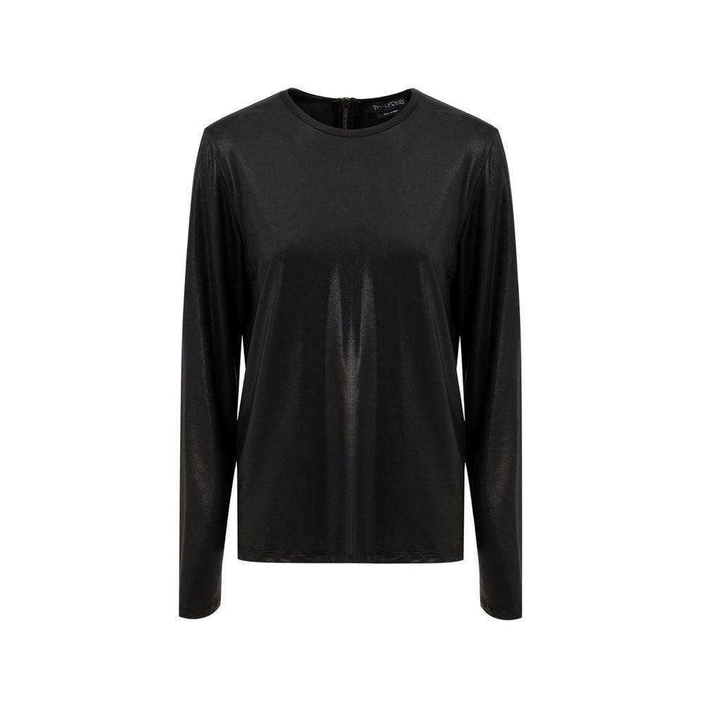 Black Viscose Long Sleeve T-Shirt