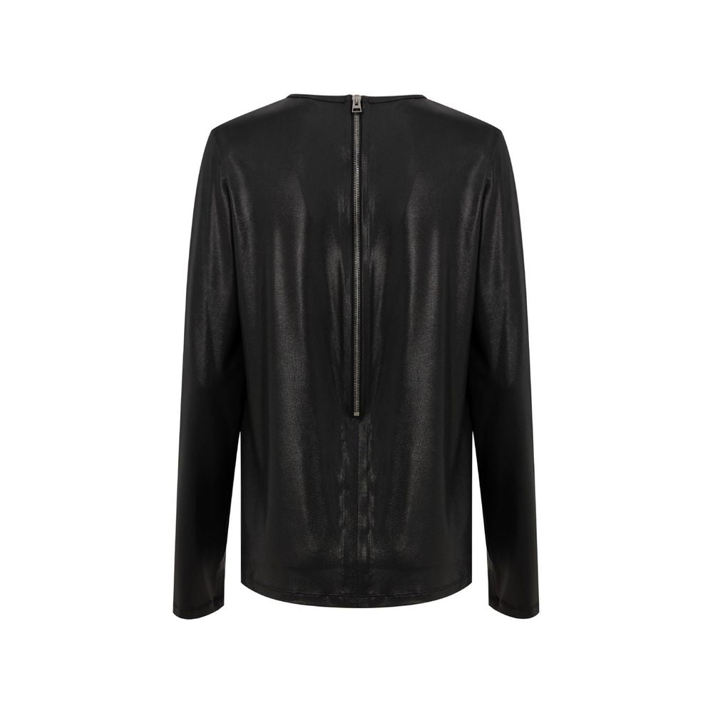 Black Viscose Long Sleeve T-Shirt