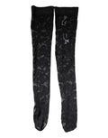 Black Floral Lace Cotton Stretch Stockings Socks
