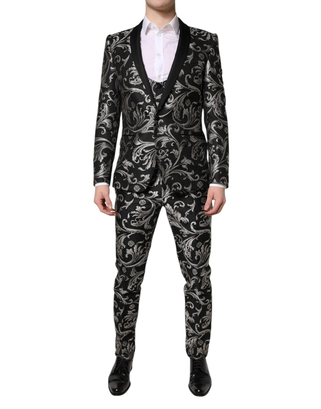 Dark Gray MARTINI Jacquard Men 3 Piece Suit