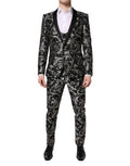 Dark Gray MARTINI Jacquard Men 3 Piece Suit
