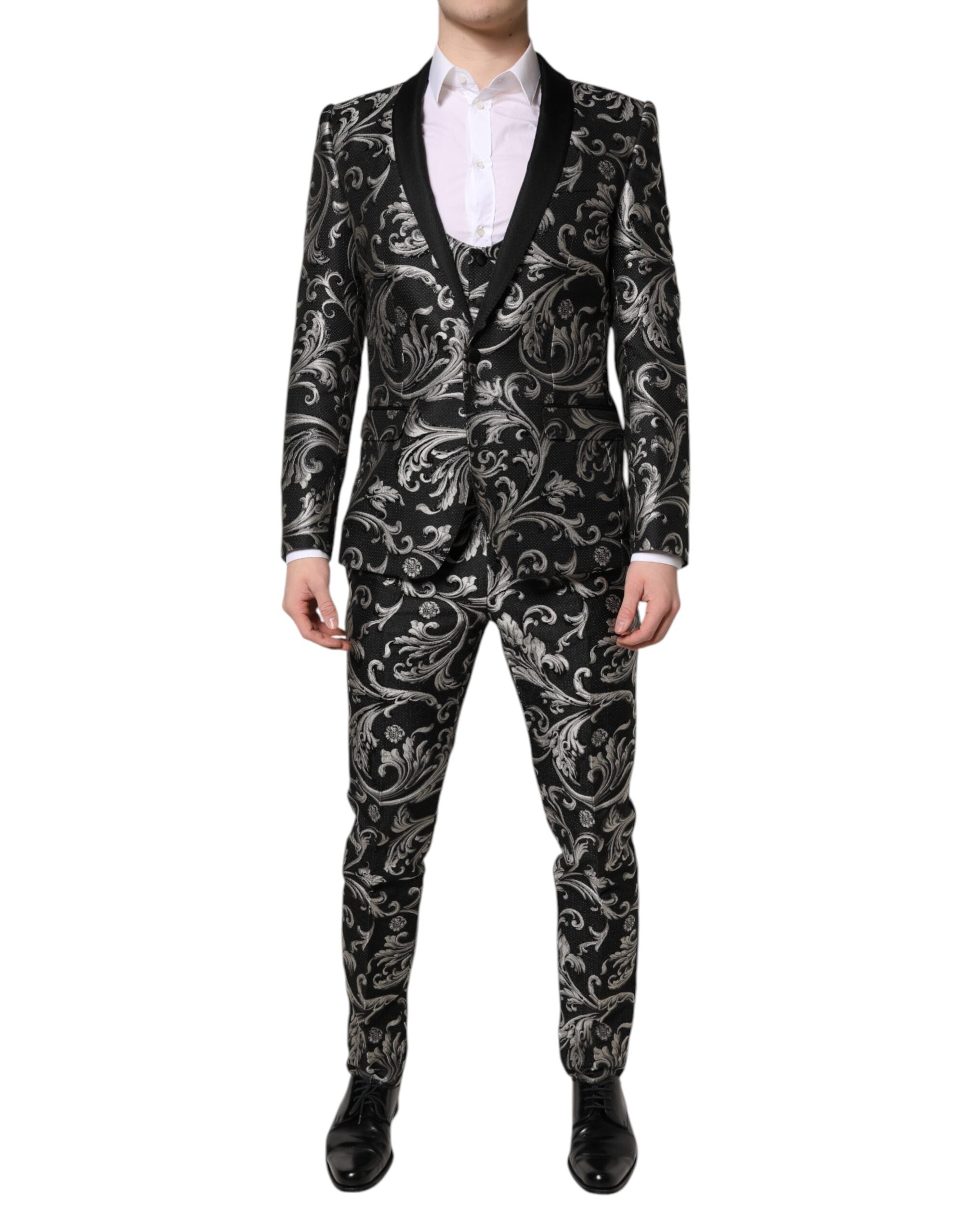 Dark Gray MARTINI Jacquard Men 3 Piece Suit