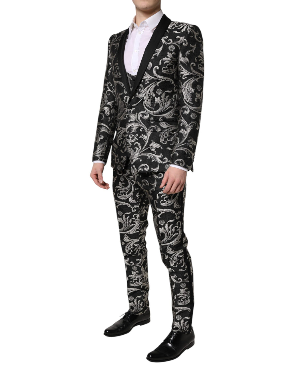 Dark Gray MARTINI Jacquard Men 3 Piece Suit