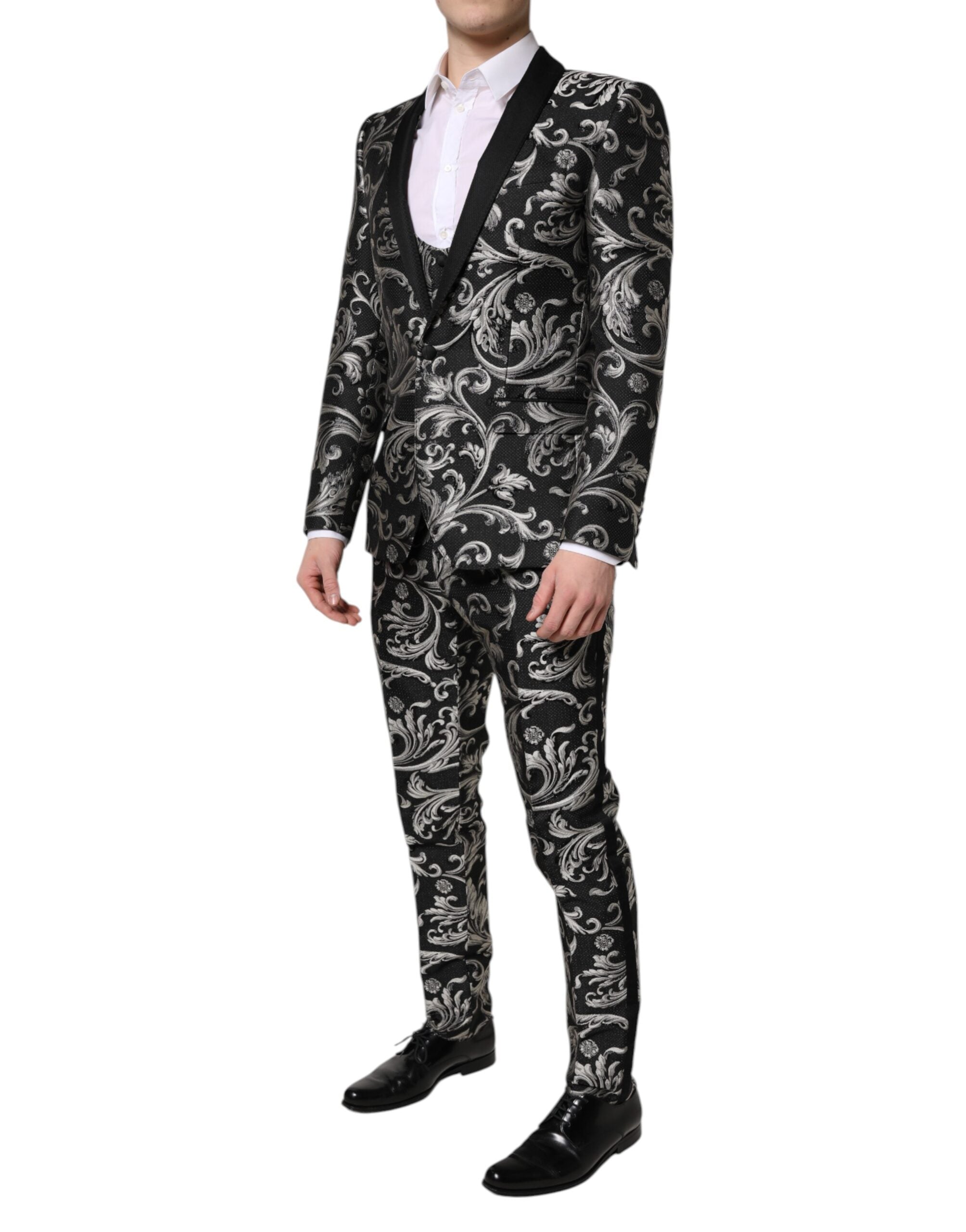 Dark Gray MARTINI Jacquard Men 3 Piece Suit