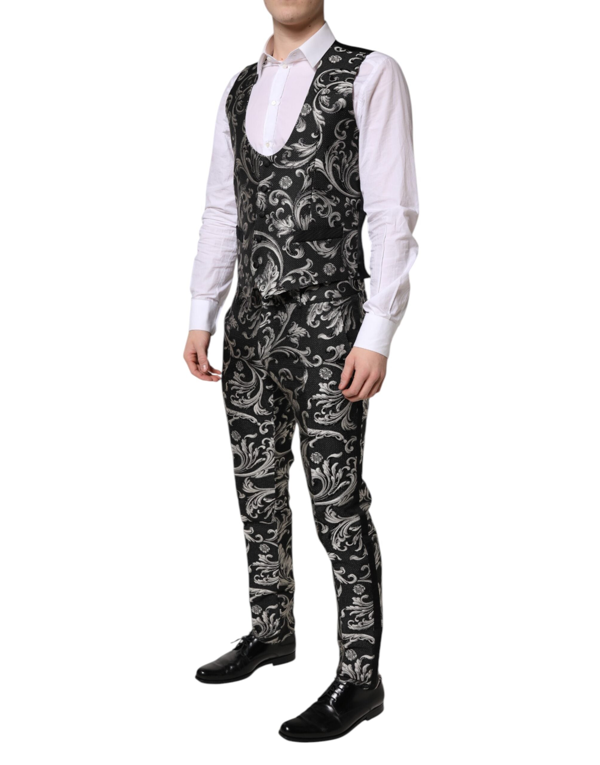 Dark Gray MARTINI Jacquard Men 3 Piece Suit