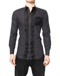 Black Polka Dot Long Sleeves Gold Formal Shirt