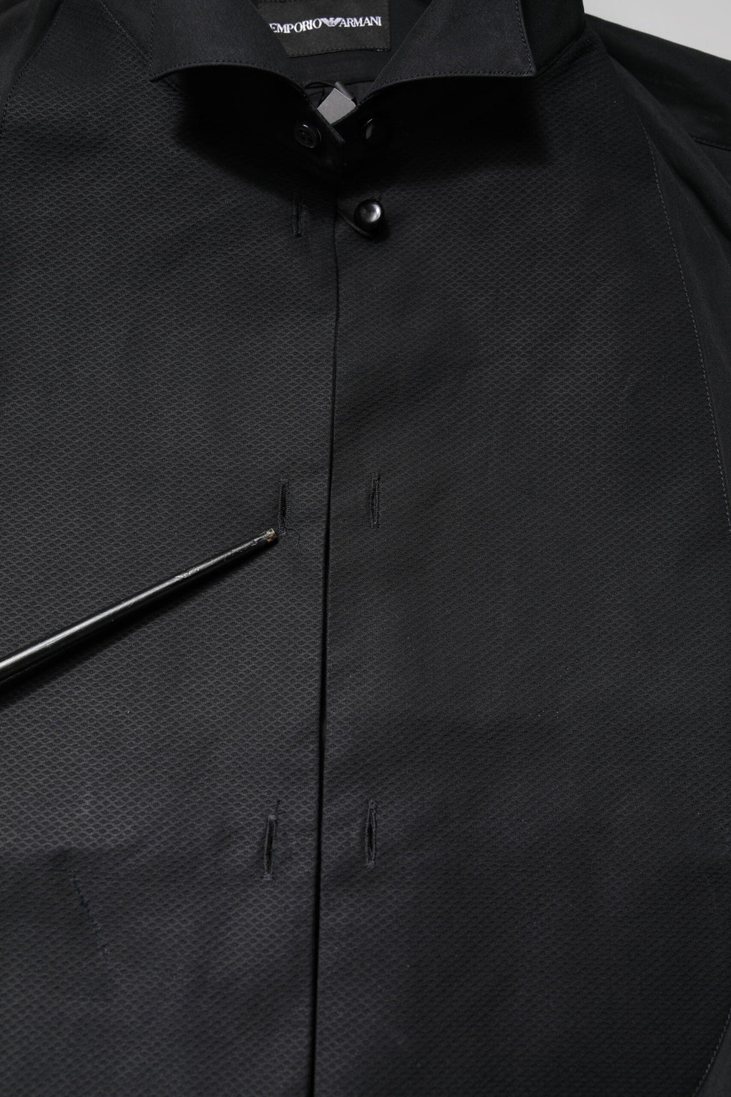 Emporio Armani Black Cotton Long Sleeves Formal Dress Shirt