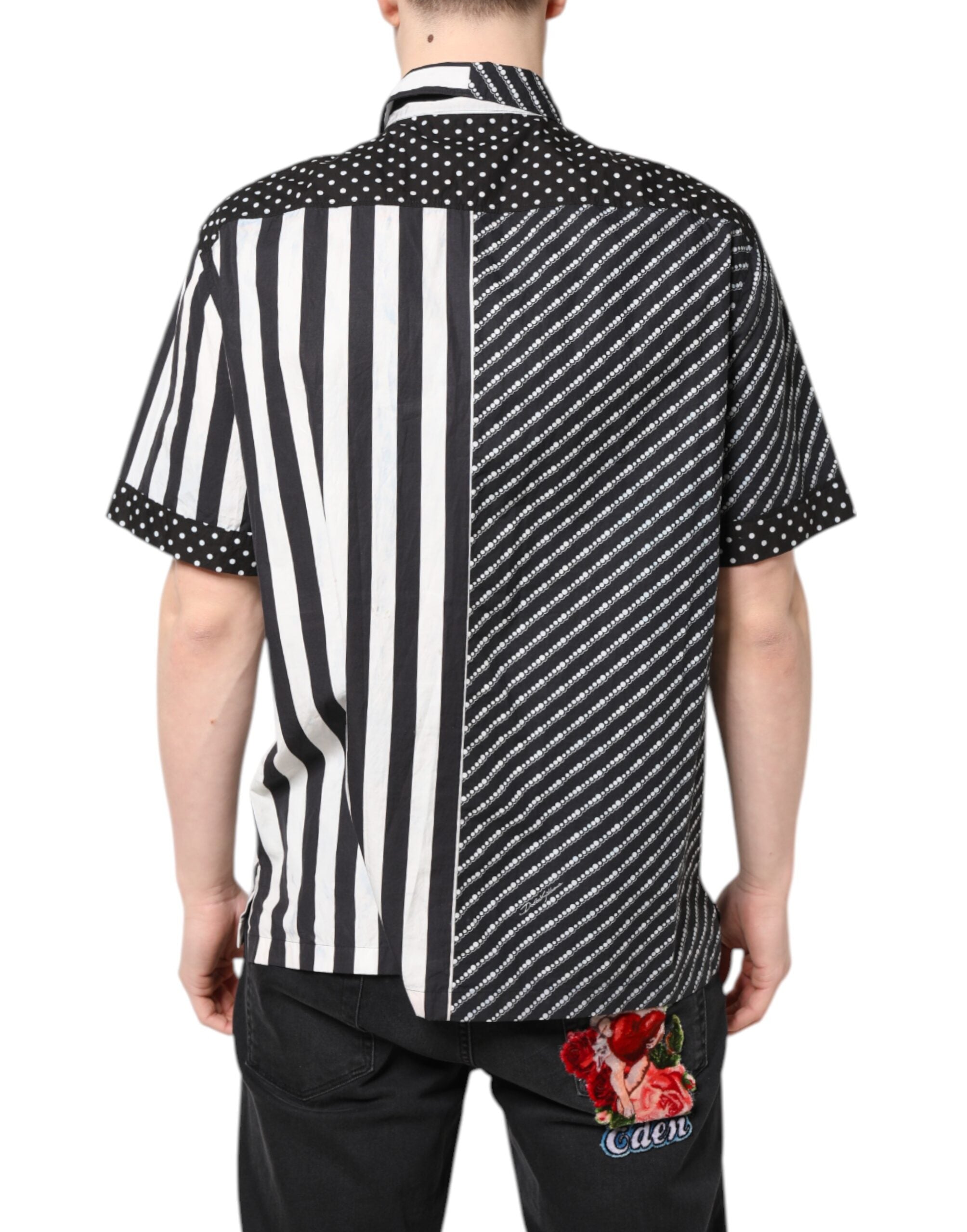 Black White Stripe Button Down Casual Shirt