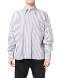 White Black Stripe Button Down Casual Shirt