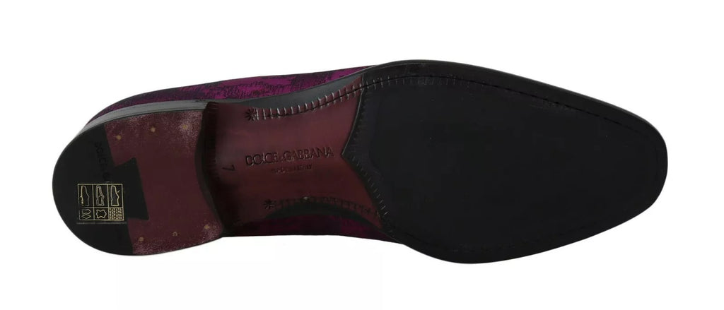 Purple Jacquard Loafers Dress Formal Shoes
