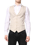 Dolce & Gabbana Beige Gray Dress Men Formal Waistcoat Vest