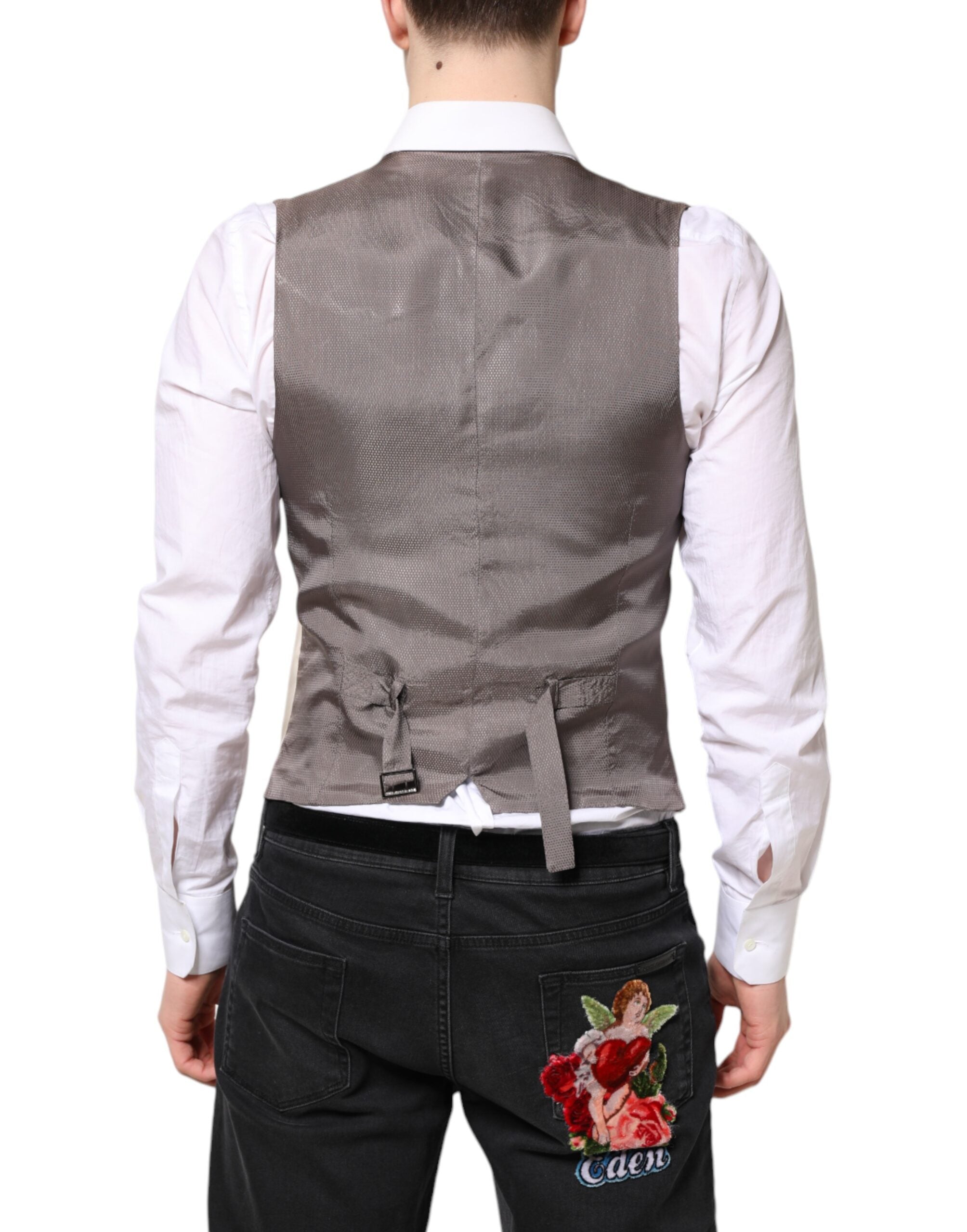 Beige Gray Dress Men Formal Waistcoat Vest