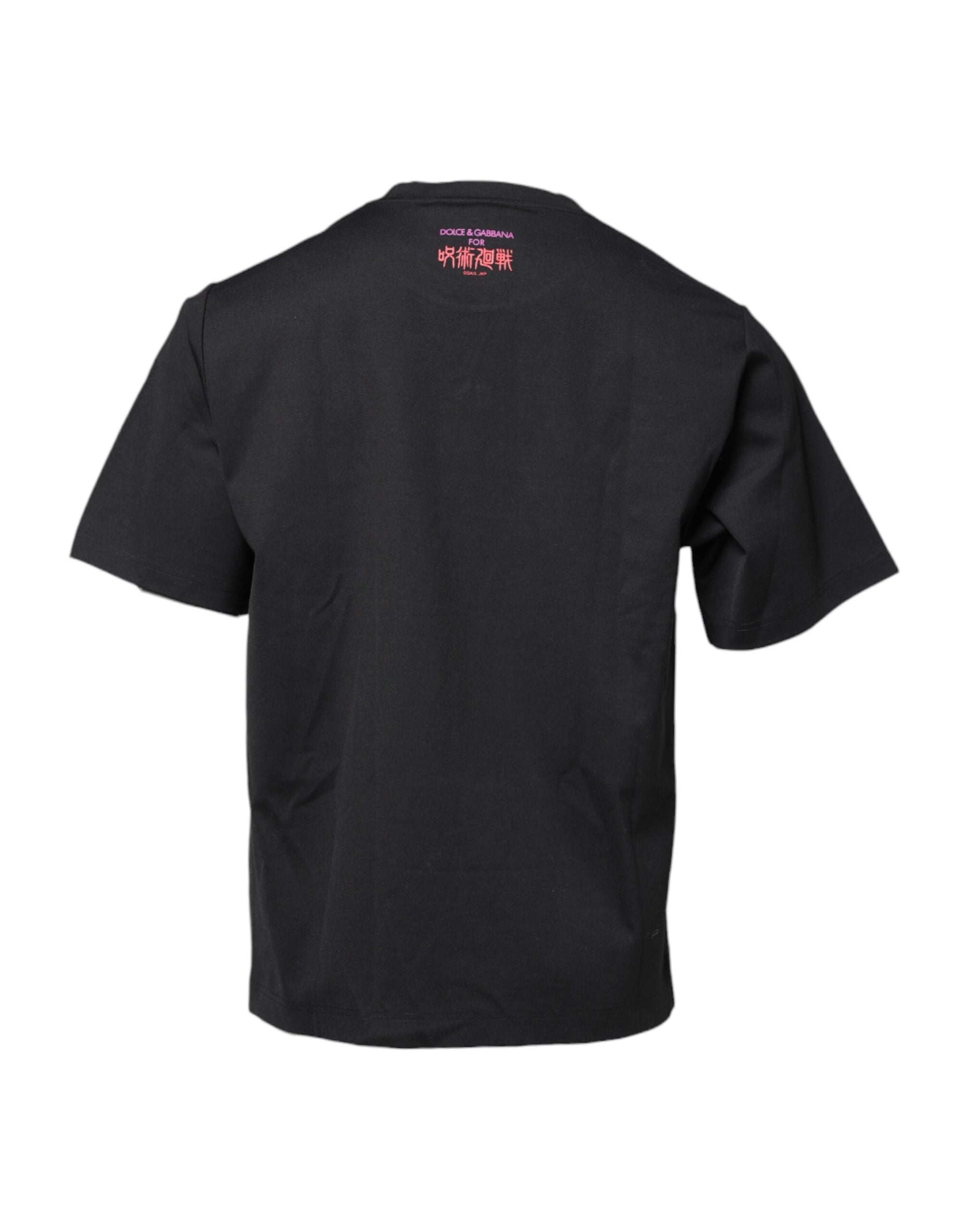 Black Cotton Graphic Print Crew Neck T-shirt