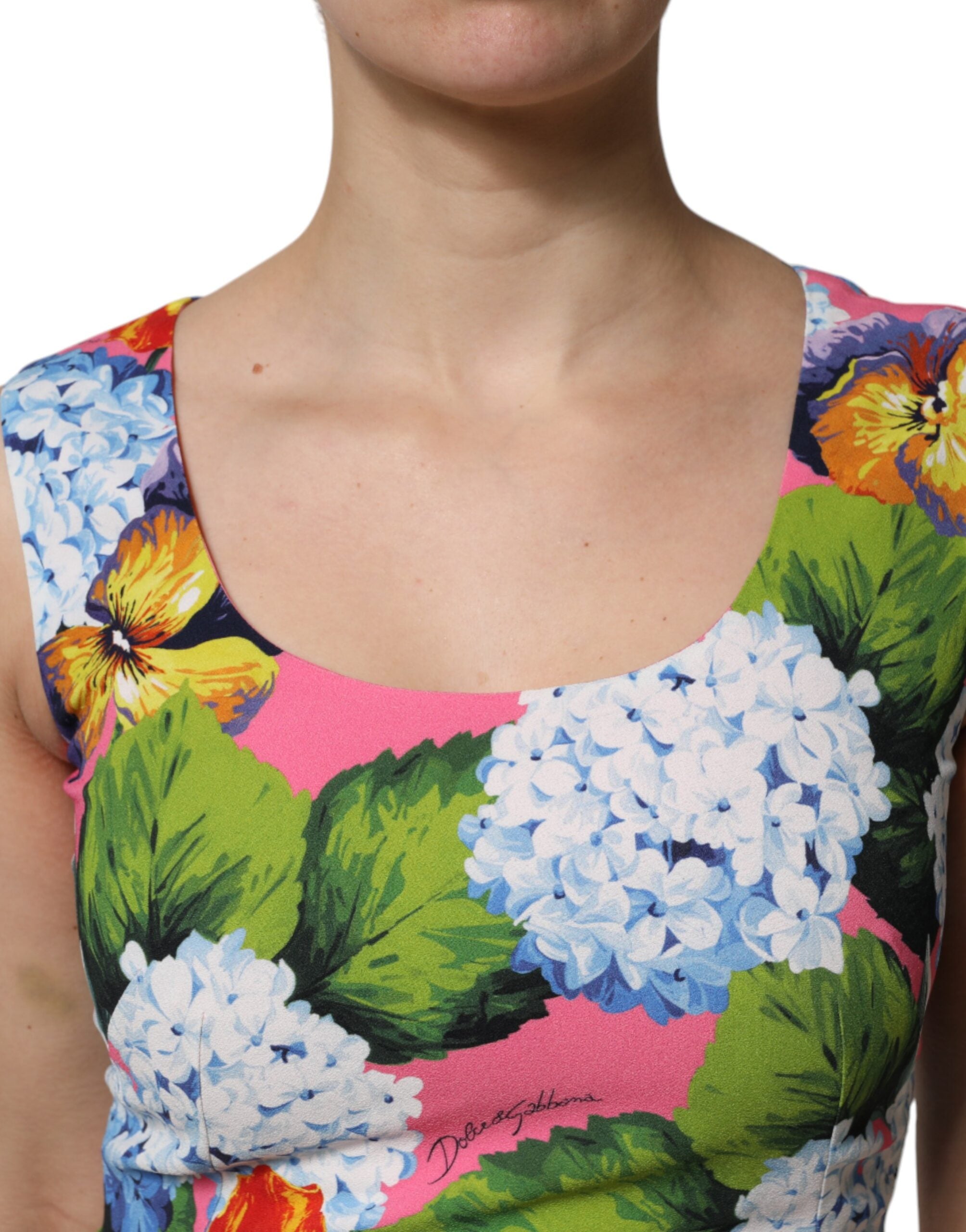 Multicolor Floral Sleeveless Sheath Dress