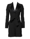 Black Wool Jumpsuit Dress Women Coat Jacket