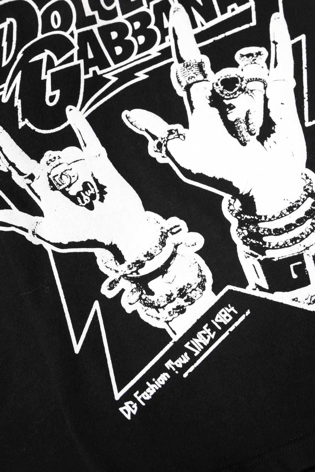 Dolce & Gabbana Black Cotton Printed Short Sleeves T-shirt